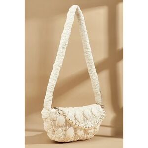 Cupshe Quilted Puffer Bubble Cream Pearl Chain Accent Ruched Strap Shouder Bag